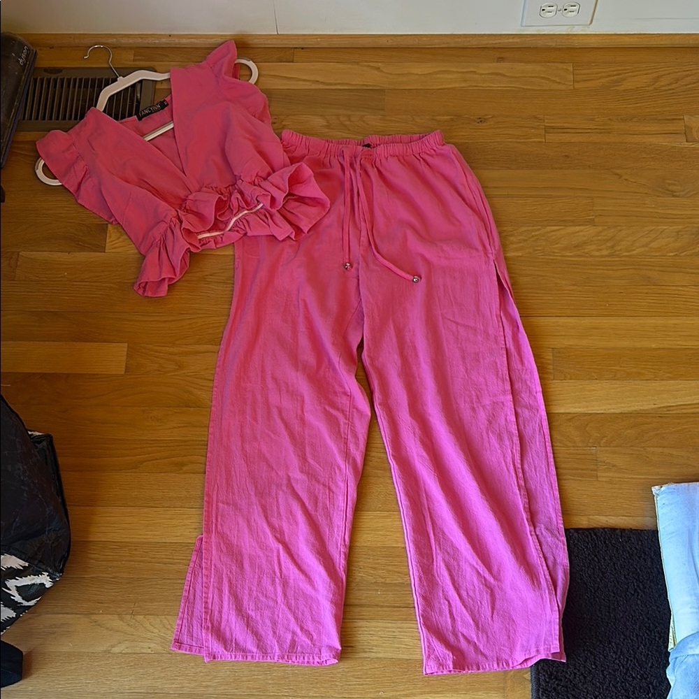Fancyinn Pink Wide Leg Pants & Jumpsuits